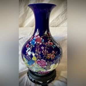 New Jingdezhen High Glaze Sapphire Porcelain-Reproduction-Exotic Birds & Flowers